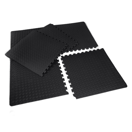 Barbell High Density 1/2In Thick EVA Foam Puzzle Exercise Mat Flooring, Black, 6 Pieces, 20.78 Sq Ft.